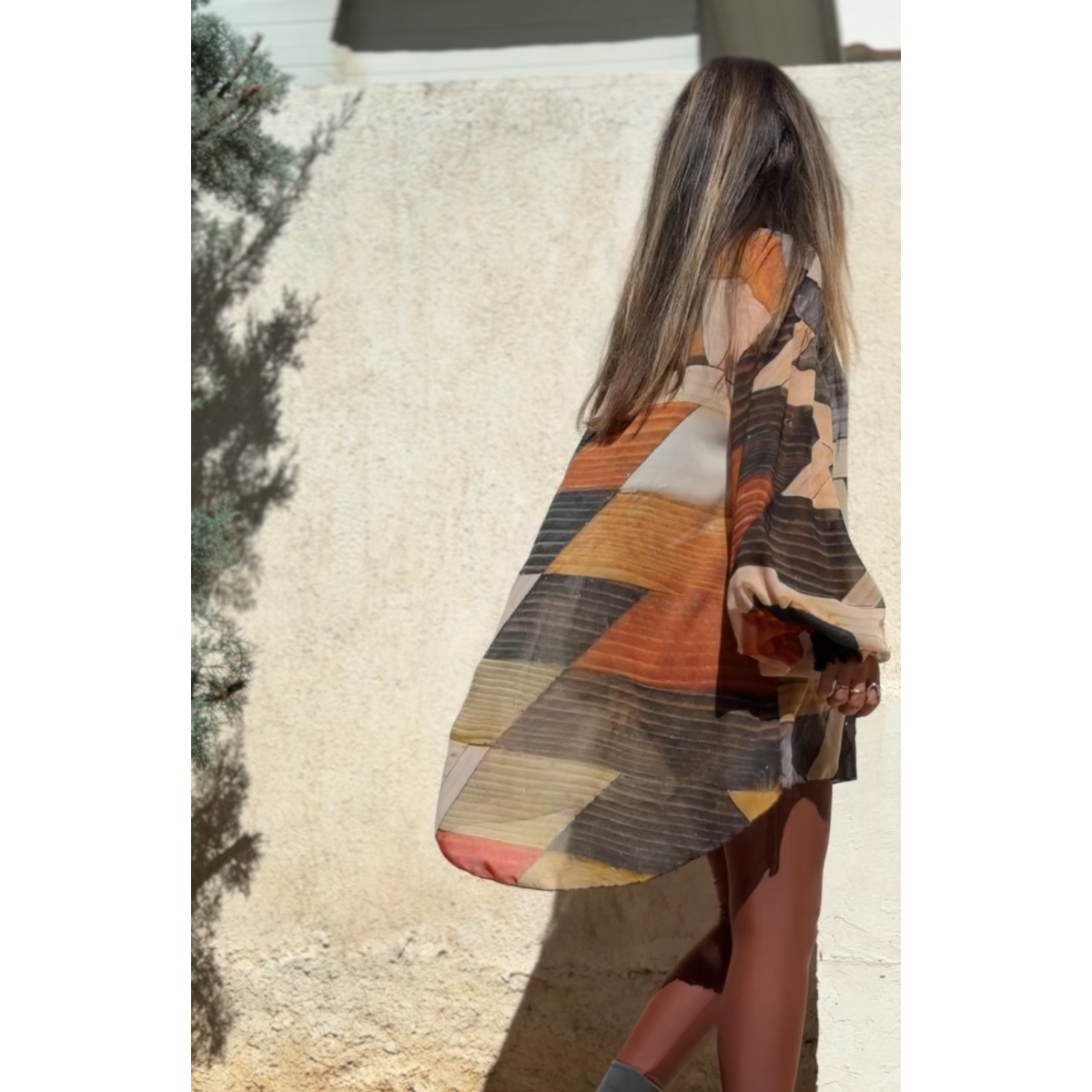EROS PRINTED TUNIC TOP WOOD PRINT