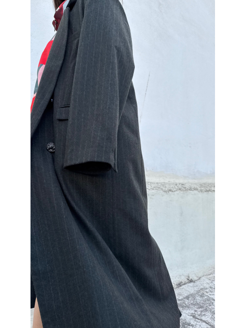 SOUL COAT OUTERWEAR WOOL STRIPED GREY