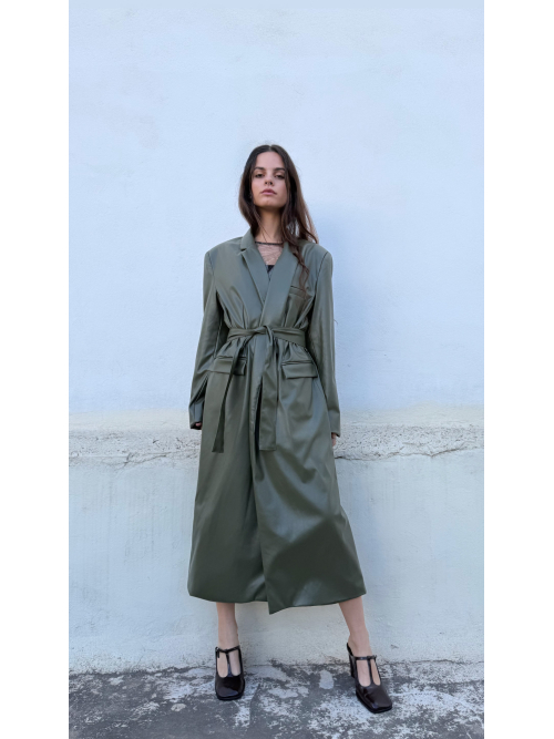 ARTOSPHERE COAT VEGAN LEATHER OLIVE GREEN