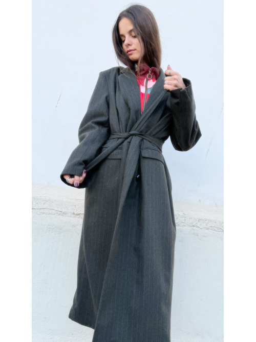 SOUL COAT OUTERWEAR WOOL STRIPED GREY