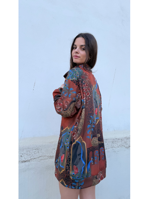 TRANSMEET SWEATSHIRT DRESS PRINTED ANIMALE