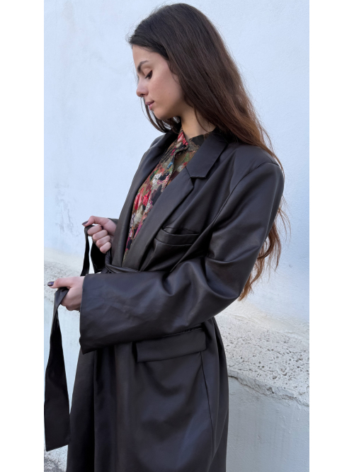 ARTOSPHERE COAT FAUX LEATHER DARK BROWN