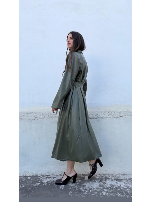 ARTOSPHERE COAT VEGAN LEATHER OLIVE GREEN