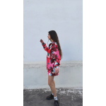 TRANSMEET SWEATSHIRT DRESS PRINTED RED HANDS