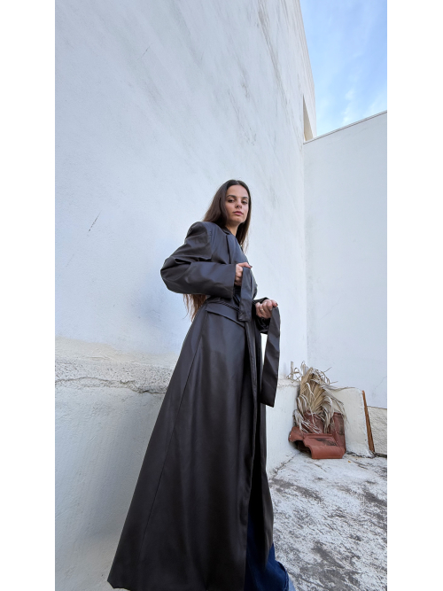 ARTOSPHERE COAT FAUX LEATHER DARK BROWN