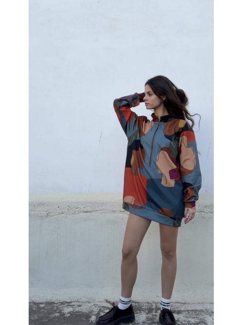 TRANSMEET SWEATSHIRT DRESS PRINTED GIRLS TALK