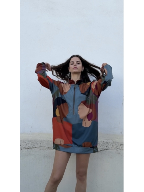 TRANSMEET SWEATSHIRT DRESS PRINTED GIRLS TALK