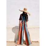 NUREA COTTON WIDE-HAREM PANTS STRIPED PRINT