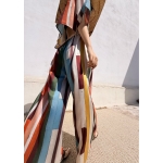 NUREA COTTON WIDE-HAREM PANTS STRIPED PRINT