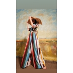 NUREA COTTON WIDE-HAREM PANTS STRIPED PRINT