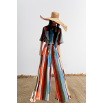 NUREA COTTON WIDE-HAREM PANTS STRIPED PRINT
