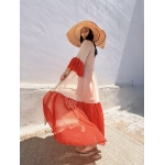 HERMIS SILK MAXI KAFTAN BEIGE-ORANGADE