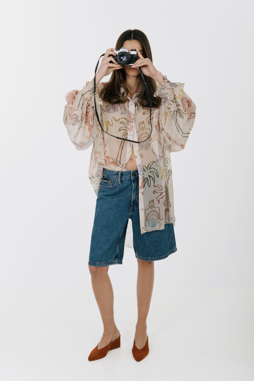 EROS NEW PRINTED TUNIC TOP COLORS LINE-ART