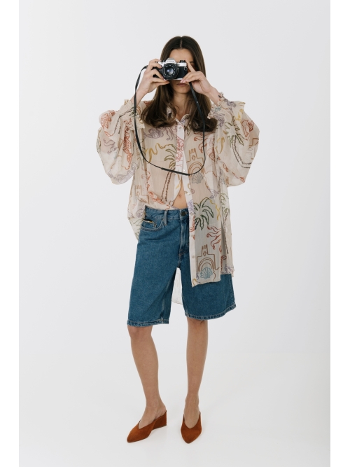 EROS NEW PRINTED TUNIC TOP COLORS LINE-ART