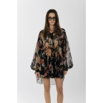 EROS NEW PRINTED TUNIC TOP BLACK PALM ART