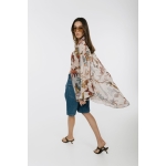 EROS NEW PRINTED TUNIC TOP ECRU PALM ART