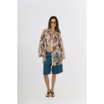 EROS NEW PRINTED TUNIC TOP ECRU PALM ART