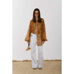 EROS NEW PRINTED TUNIC TOP CARAMEL LINE-ART