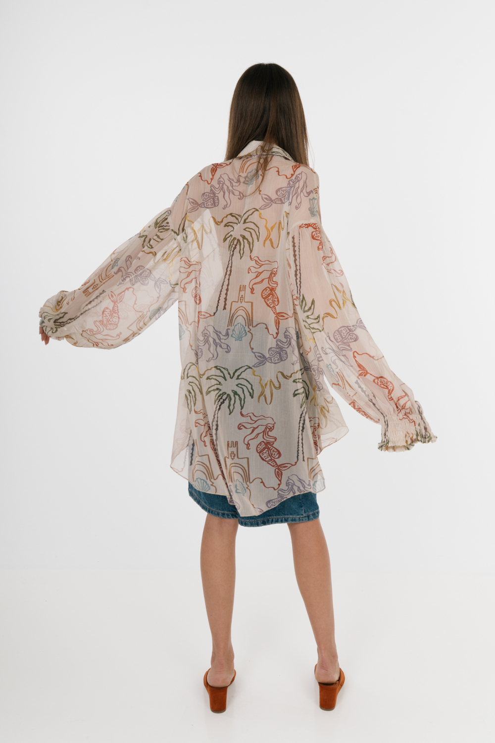 EROS NEW PRINTED TUNIC TOP COLORS LINE-ART