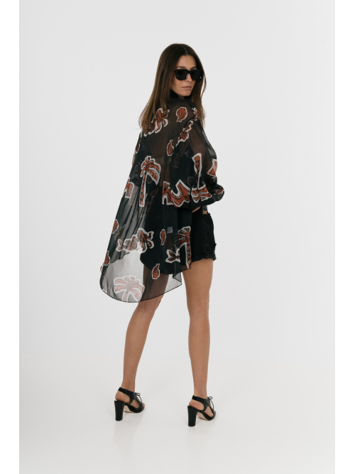 EROS NEW PRINTED TUNIC TOP BLACK ELEMENTS