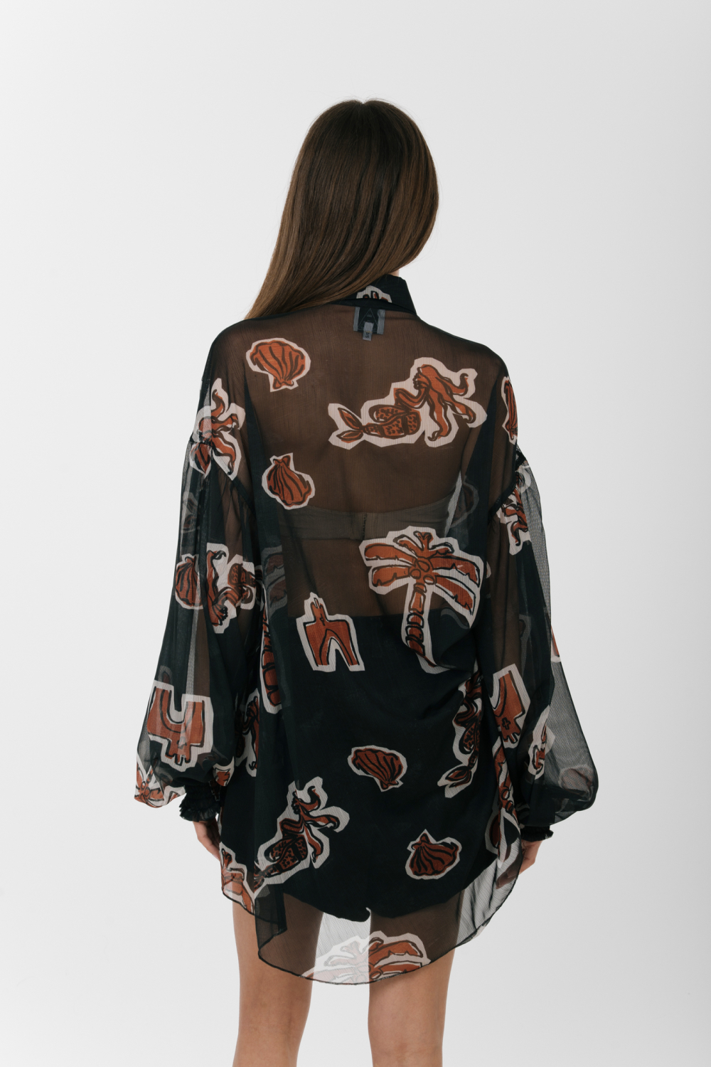 EROS NEW PRINTED TUNIC TOP BLACK ELEMENTS