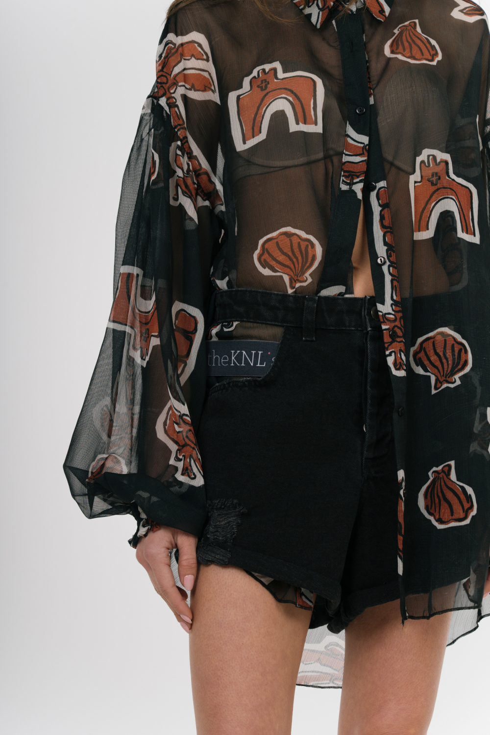 EROS NEW PRINTED TUNIC TOP BLACK ELEMENTS