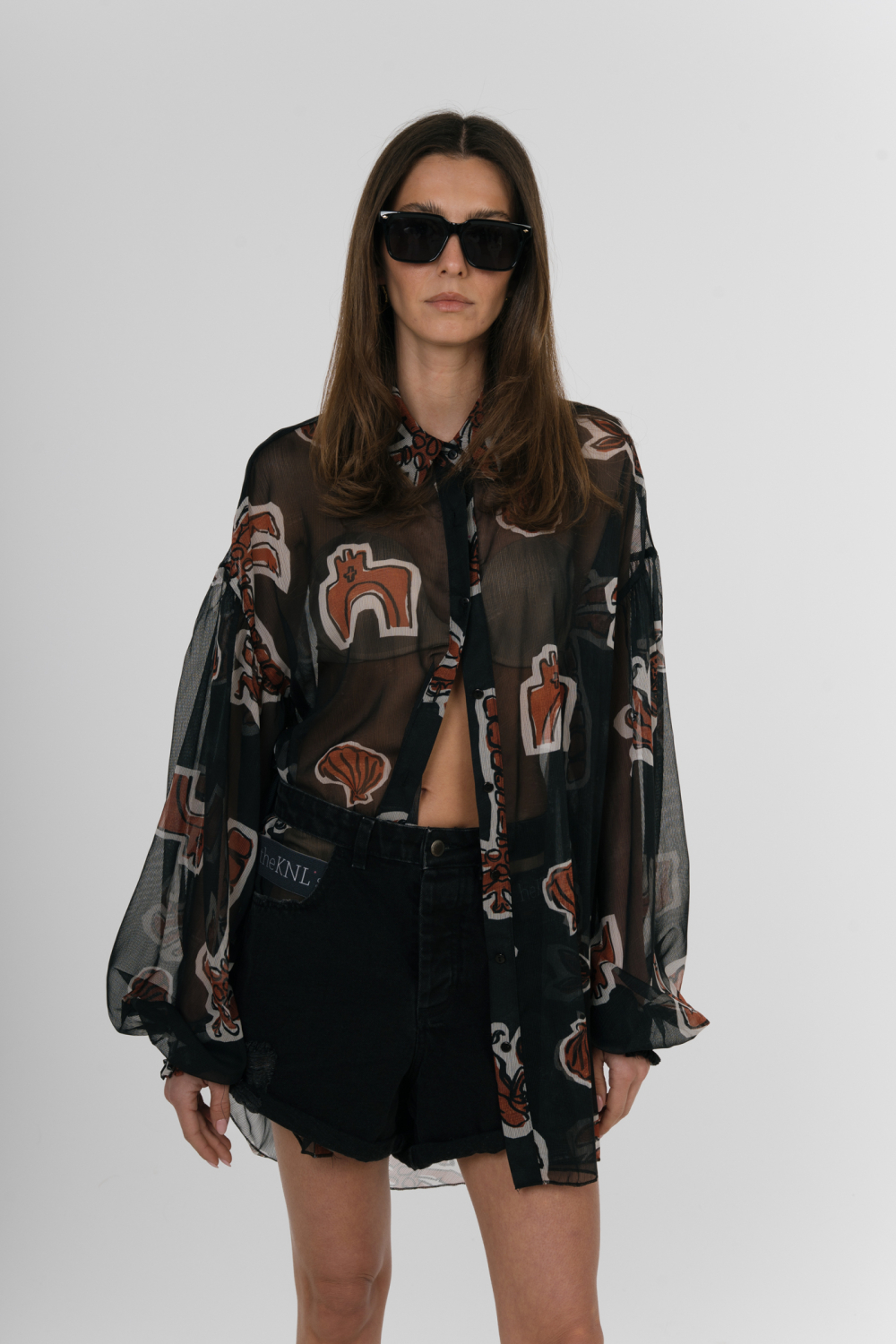 EROS NEW PRINTED TUNIC TOP BLACK ELEMENTS