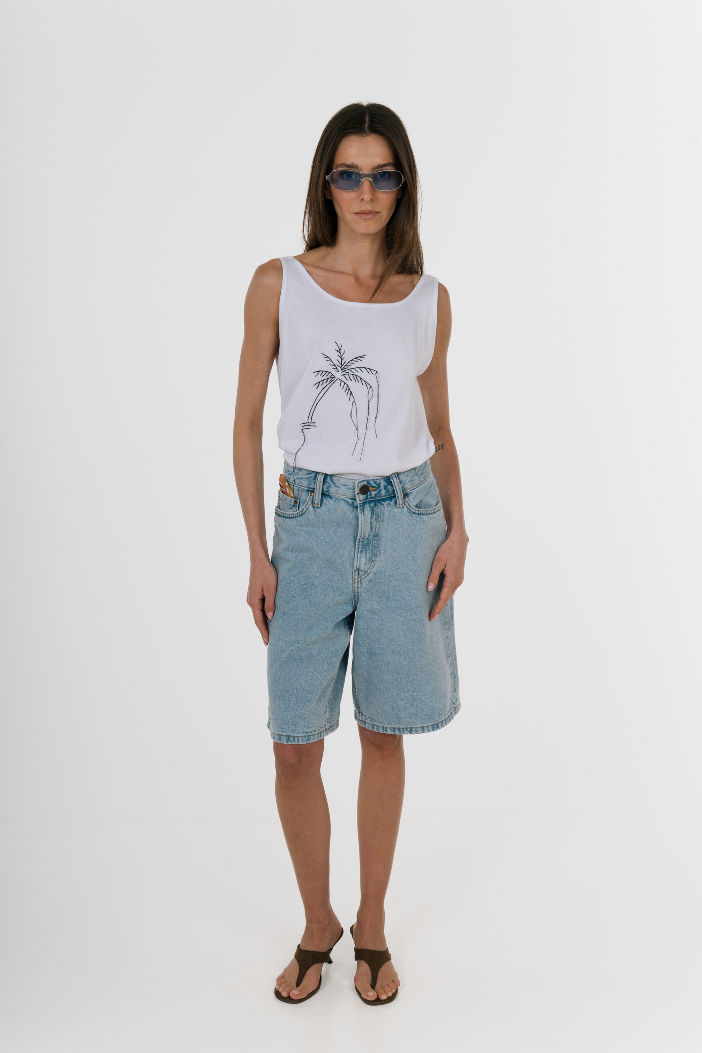 JUNO PALM EMBROIDERED TOP NATURAL WHITE JUNO PALM EMBROIDERED TOP NATURAL WHITE