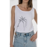 JUNO PALM EMBROIDERED TOP NATURAL WHITE