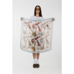 The KNLs HISTORIA SILK SCARF PAINTED PALMART ECRU