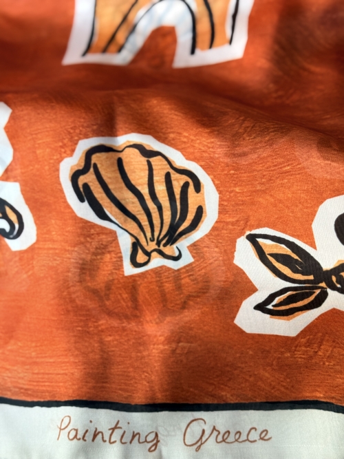 The KNLs HISTORIA SILK SCARF PAINTED CANELLE ELEMENTS