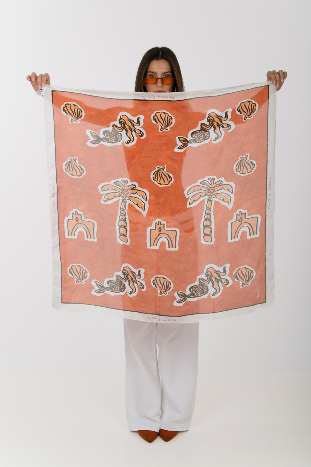 The KNLs HISTORIA SILK SCARF PAINTED CANELLE ELEMENTS