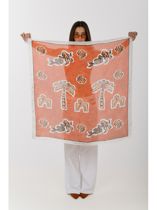 The KNLs HISTORIA SILK SCARF PAINTED CANELLE ELEMENTS