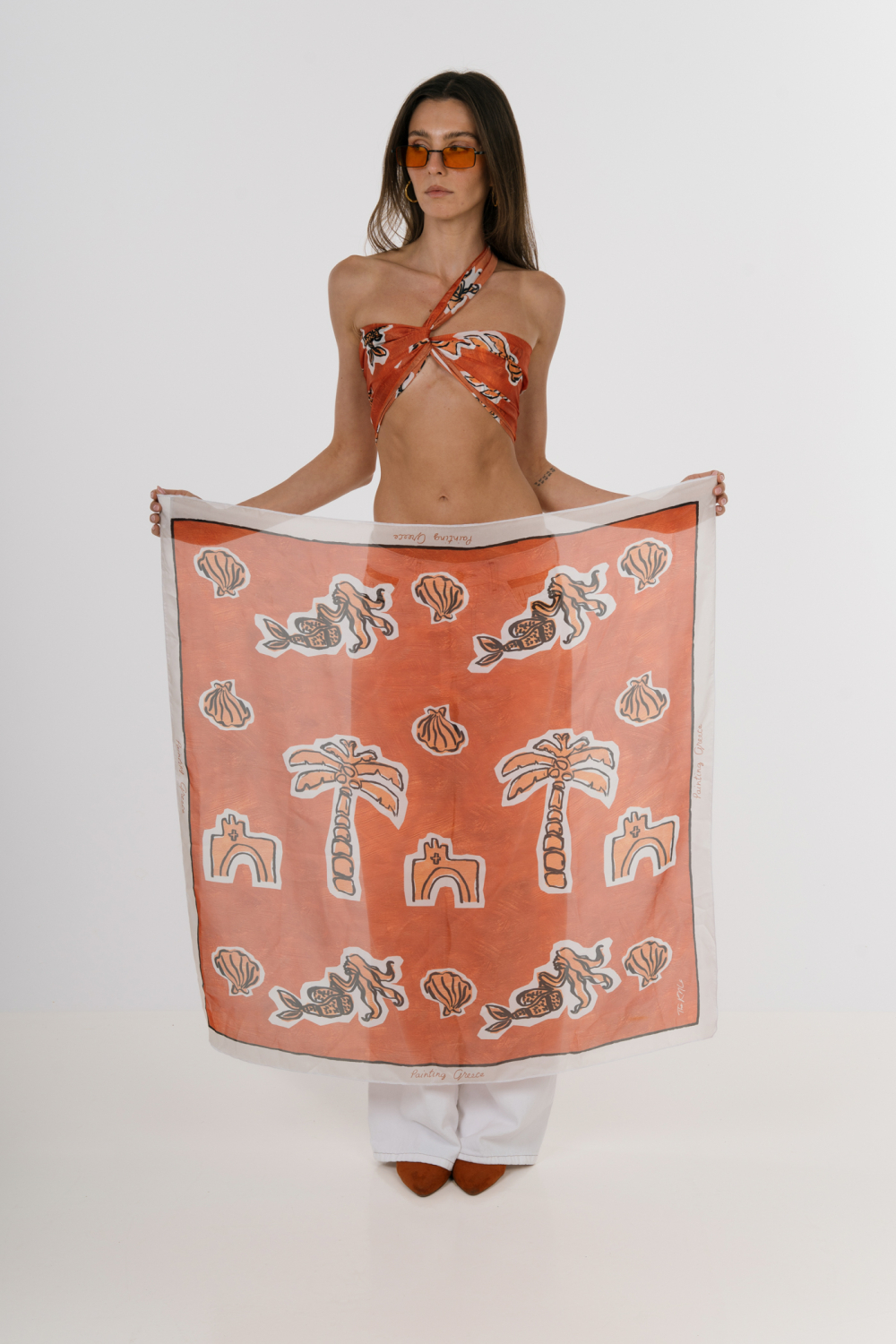 The KNLs HISTORIA SILK SCARF PAINTED CANELLE ELEMENTS