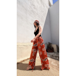 NUREA COTTON WIDE-HAREM PANTS CANELLE ELEMENTS PRINT