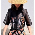 EFFECTO SHIRT ORGANZA PALM ART BLACK
