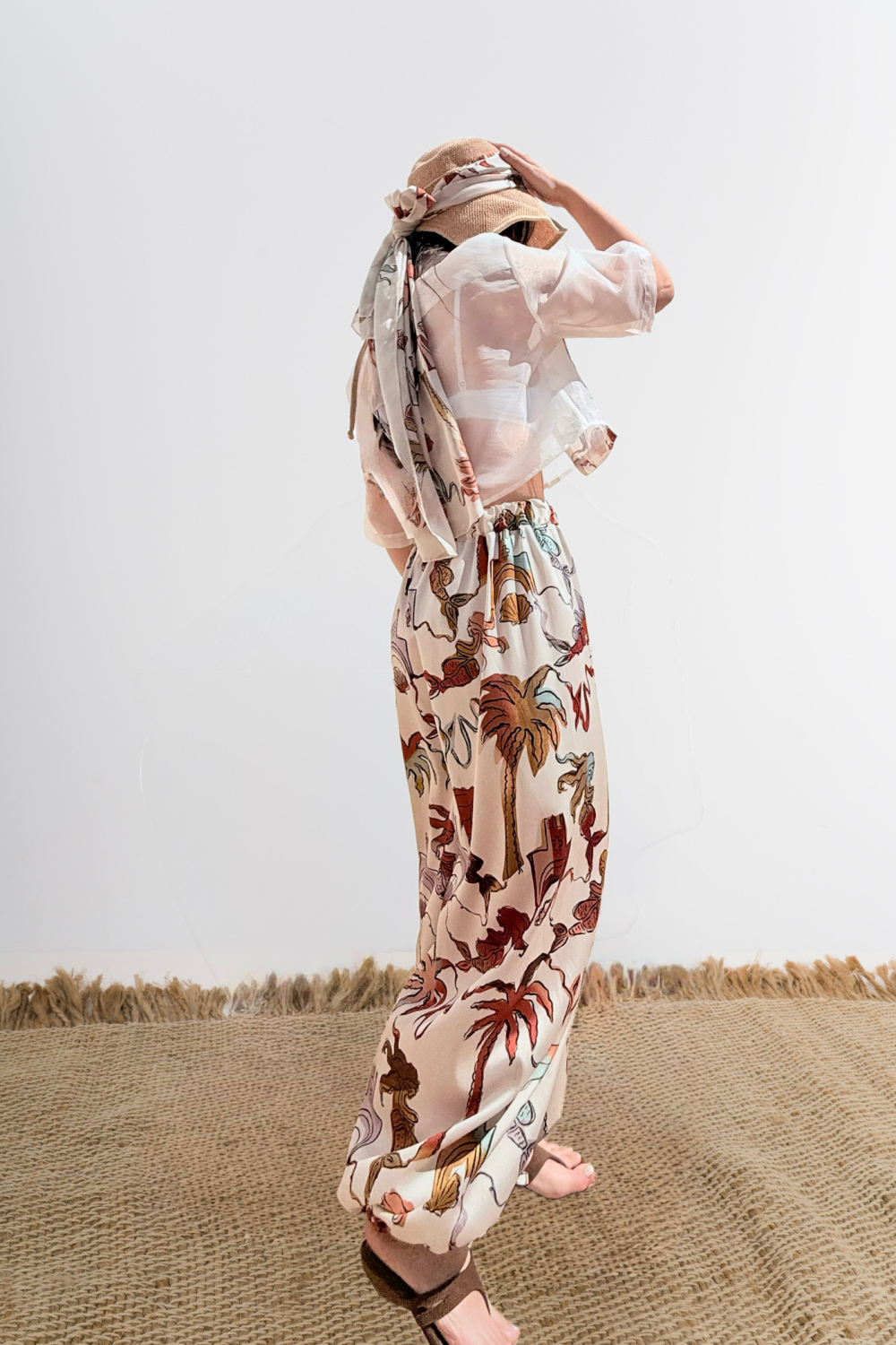 EFFECTO SHIRT ORGANZA PALM ART OFF WHITE