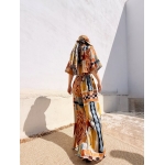 NUREA COTTON WIDE-HAREM PANTS CHASE THE SUN PRINT