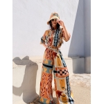 NUREA COTTON WIDE-HAREM PANTS CHASE THE SUN PRINT