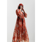 HERMIS SILK MAXI KAFTAN PRINTED CANELLE ELEMENTS