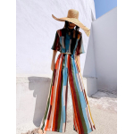 NUREA COTTON WIDE-HAREM PANTS STRIPED PRINT