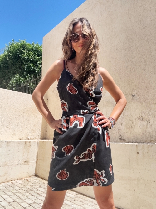 KOKO DRESS PRINTED BLACK ELEMENTS