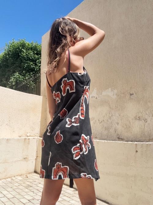 KOKO DRESS PRINTED BLACK ELEMENTS