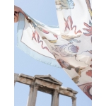 ISTORIA SILK SCARF PAINTED PALMART ECRU