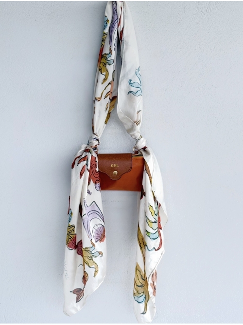 ISTORIA SILK SCARF PAINTED PALMART ECRU