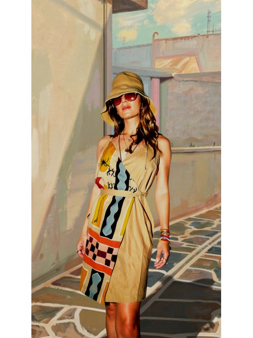 KOKO DRESS PRINTED BEIGE-CHASE THE SUN