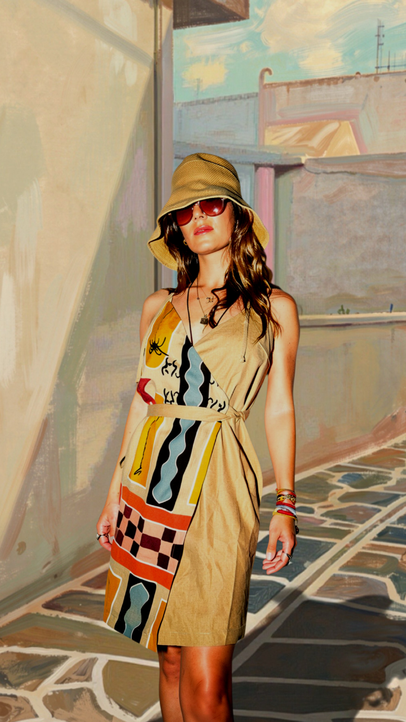 KOKO DRESS PRINTED BEIGE-CHASE THE SUN KOKO DRESS PRINTED BEIGE-CHASE THE SUN