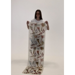 ISTORIA SILK SCARF PAINTED PALMART ECRU