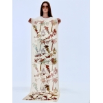 ISTORIA SILK SCARF PAINTED PALMART ECRU