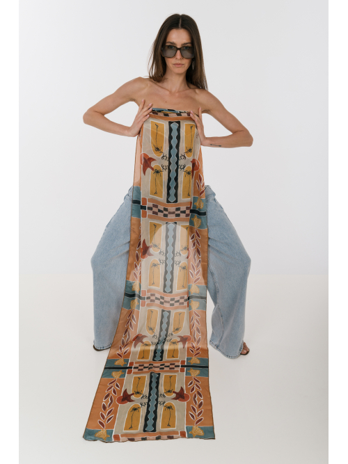 ISTORIA SILK SCARF PAINTED CHASE THE SUN